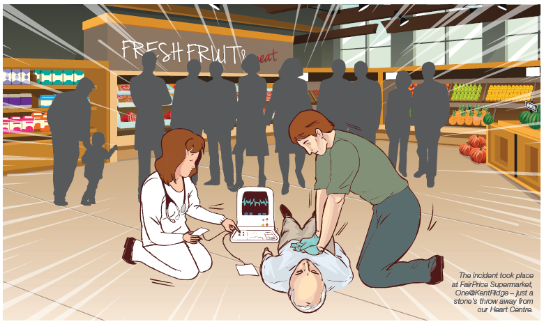 Man using AED illustration